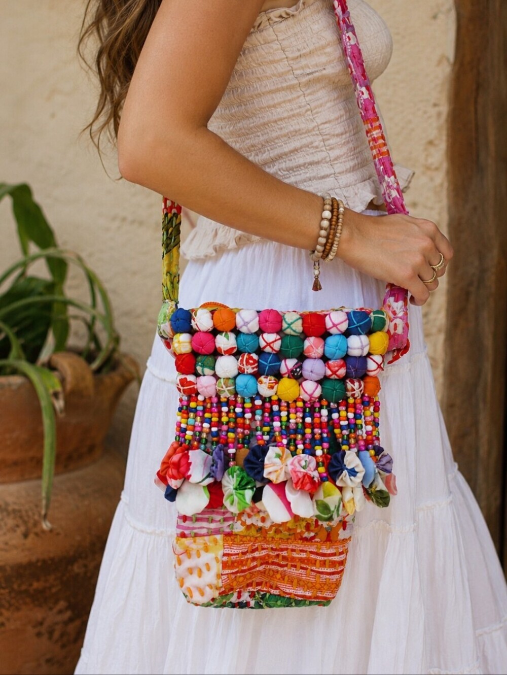 Pidayit Philip Torres Handmade Beaded Patchwork Artisan Crossbody Bag